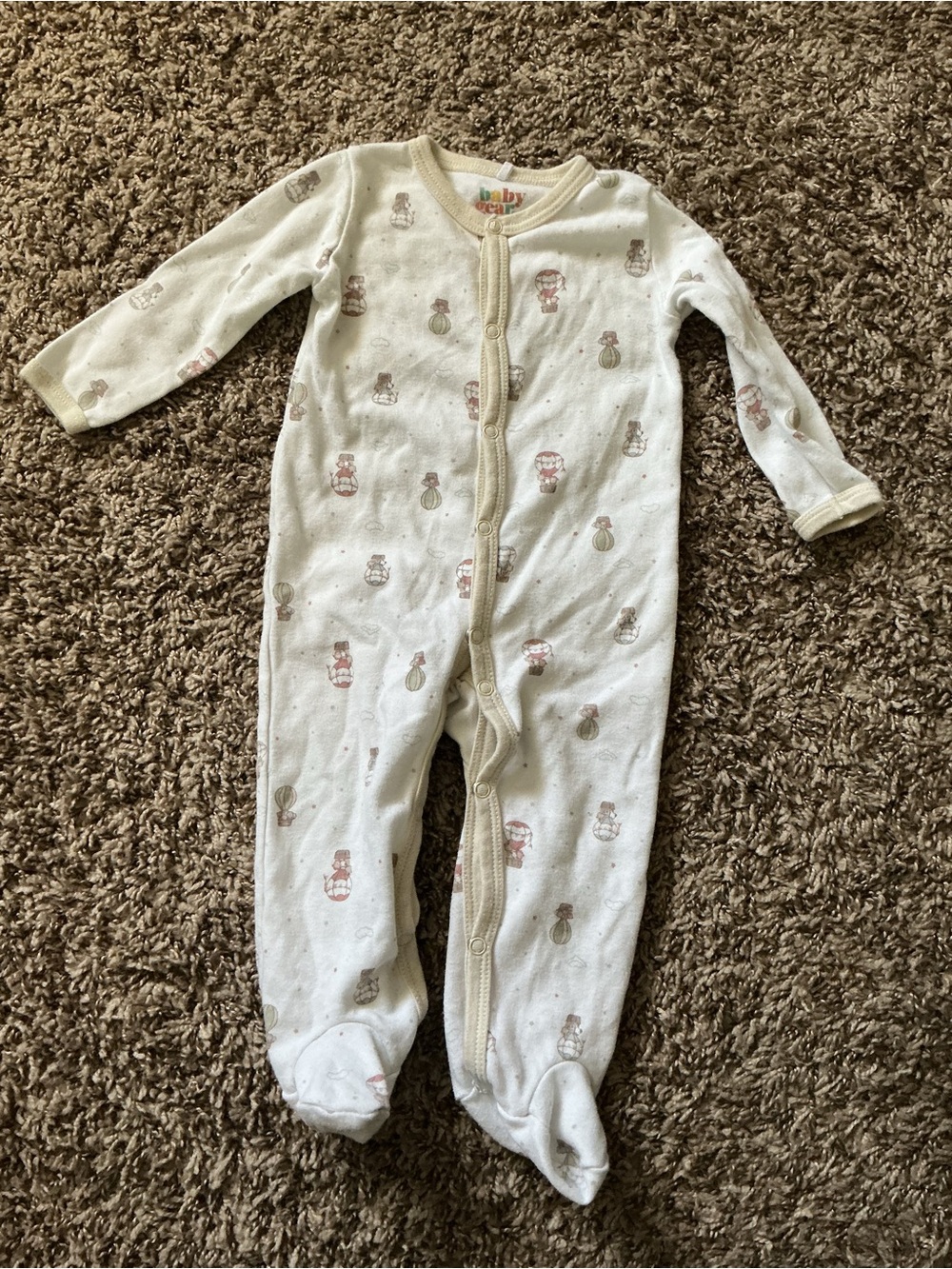 baby gear Cotton Short Sleeve One-Piece Bodysuit cream Animal Print 6-9M